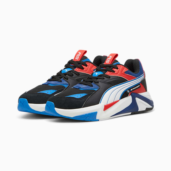 Tenis casual BMW M Motorsport RS-Fast para mujer, PUMA Black-Cool Cobalt-Pop Red, extralarge